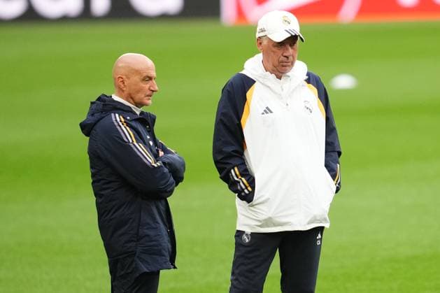 ENG: UEFA Champions League Real Madrid training session Real Madrid head coach Carlo Ancelotti Before the UEFA Champions League Real Madrid training session at Wembley Stadium on May 31, 2024 in London, England. kpng Copyright: xBaguxBlancox xPRESSINPHOTOx PS_240531_028