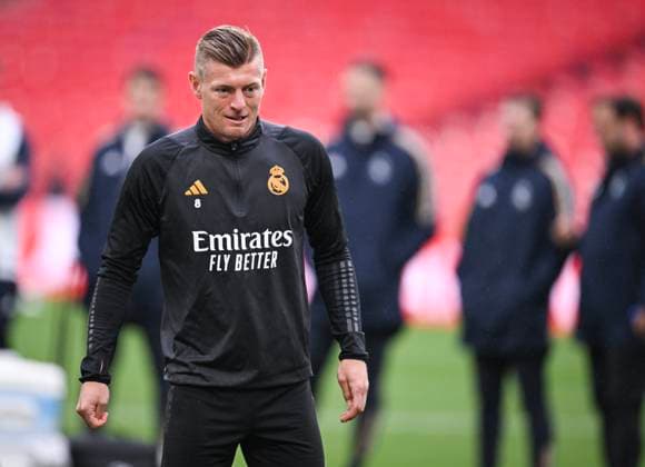 Football CHL FINAL 2023 2024 Final in London 31 05 2024 Borussia Dortmund Real Madrid Training Real Madrid at Wembley Stadium Toni Kroos