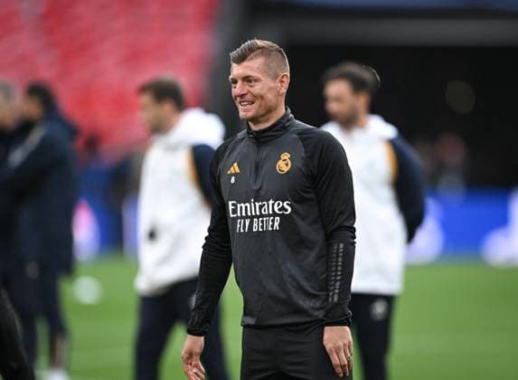 Football CHL FINAL 2023 2024 Final in London 31 05 2024 Borussia Dortmund Real Madrid Training Real Madrid at Wembley Stadium Toni Kroos