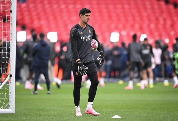 Football CHL FINAL 2023 2024 Final in London 31 05 2024 Borussia Dortmund Real Madrid Training Real Madrid at Wembley Stadium Goalkeeper Thibaut Courtois