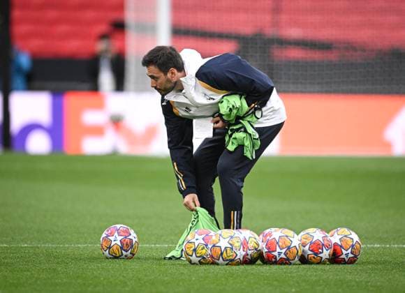 Football CHL FINAL 2023 2024 Final in London 31 05 2024 Borussia Dortmund Real Madrid Training Real Madrid at Wembley Stadium Co coach son Davide Ancelotti