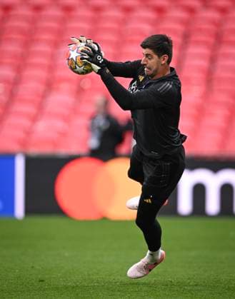 Football CHL FINAL 2023 2024 Final in London 31 05 2024 Borussia Dortmund Real Madrid Training Real Madrid at Wembley Stadium Goalkeeper Thibaut Courtois