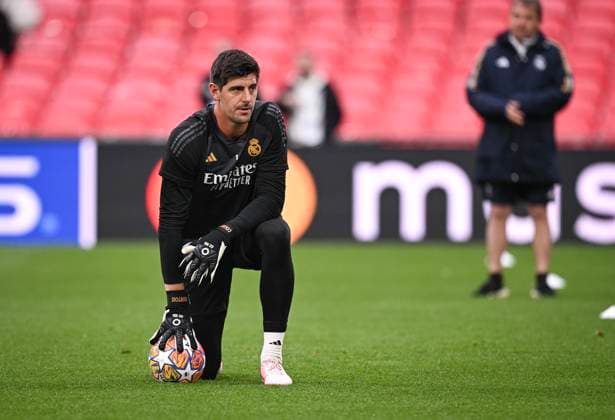 Football CHL FINAL 2023 2024 Final in London 31 05 2024 Borussia Dortmund Real Madrid Training Real Madrid at Wembley Stadium Goalkeeper Thibaut Courtois