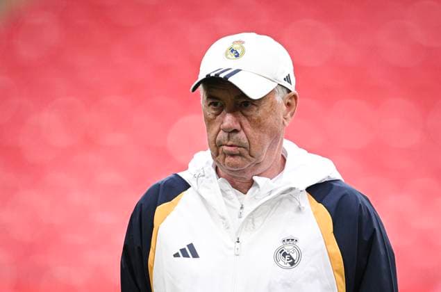 Football CHL FINAL 2023 2024 Final in London 31 05 2024 Borussia Dortmund Real Madrid Training Real Madrid at Wembley Stadium Coach Carlo Ancelotti
