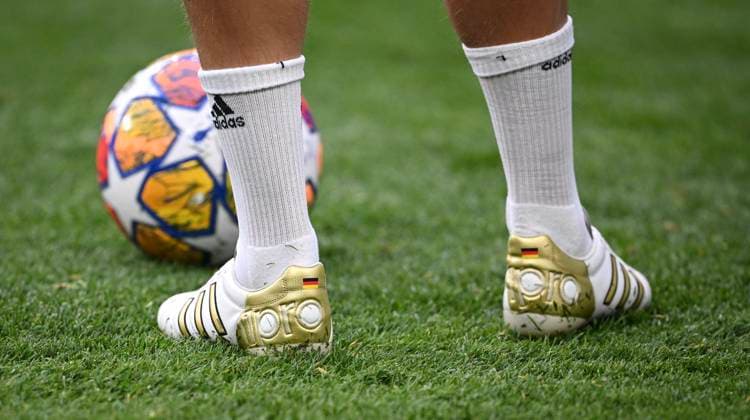 Football CHL FINAL 2023 2024 Final in London 31 05 2024 Borussia Dortmund Real Madrid Training Real Madrid at Wembley Stadium The Adidas football boots of Toni Kroos