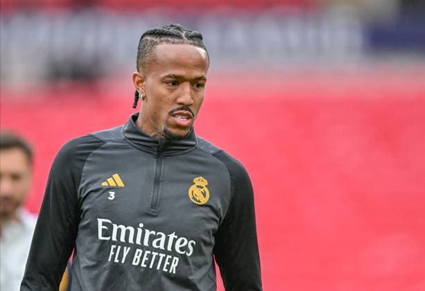 Real Madrid training session ahead of 2024 UEFA Champions League final, London, England London, England. 31st, May 2024. Eder Militao (3) of Real Madrid seen during the last training session before the 2024 UEFA Champions League final between Borussia Dortmund and Real Madrid at Wembley in London. London England  Copyright: xGonzalesxPhoto TommasoxFimianox