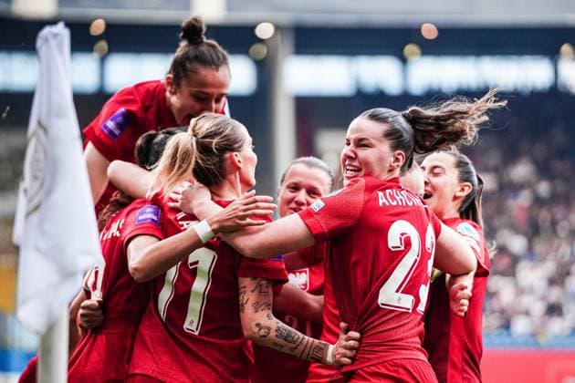 Goal celebration Poland after scoring 0 1 Natalia Padilla Poland, 19 GER, Germany vs Poland, Women, Football, European Championship Qualification, Matchday 3, Season 2023 2024, 31 05 2024 GER, Germany vs Poland, Women, Football, European Championship Qualification, Matchday 3, Season 2023 2024, 31 05 2024 Rostock Copyright: xEibner-Pressefoto MarcelxvonxFehrnx EP_MFN