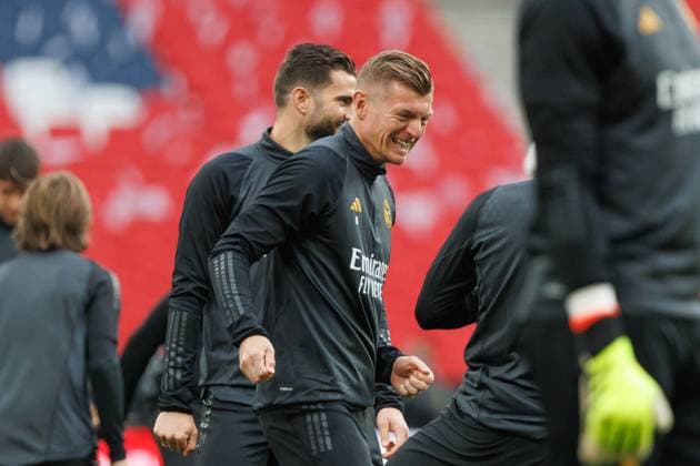 Official training before UEFA Champions League 2024 in London, UK - 31 May 2024 Toni Kroos of (Real Madrid) seen in action during the official training before UEFA Champions League 2024 final game between Borussia Dortmund and Real Madrid at Wembley Stadium. London United Kingdom Copyright: xMaciejxRogowskix xSOPAxImagesx MROGOWSKI-30