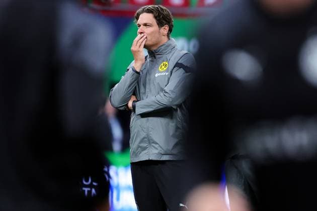 Edin Terzic head coach of Borussia Dortmund attends a training session the day ahead the 2023 2024 Champions League Final football match between Borussia Dortmund and Real Madrid CF at Wembley stadium in London (England), May 31st, 2024. cesarexpurini