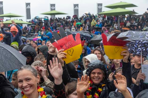 Report 31 05 2024 Arrival party of the German mens national team at adidas in Herzogenaurach in pouring rain The favorite players Ilkay and Sane see Herzogenaurach Bavaria Germany