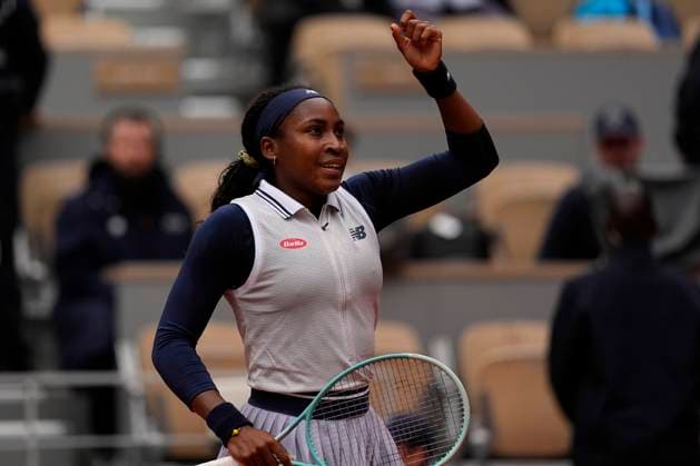 PARIS, FRANCE - MAY 31: Coco Gauff of USA waves at the crowd after winning the 3rd round of Roland Garros 2024 match between Coco Gauff vs Dayana Yastremska at Roland Garros Stadium on May 31, 2024 in Paris, France. (Photo by Glenn Gervot Icon Sportswire) TENNIS: MAY 31 Roland-Garros EDITORIAL USE ONLY Icon2024053139552024