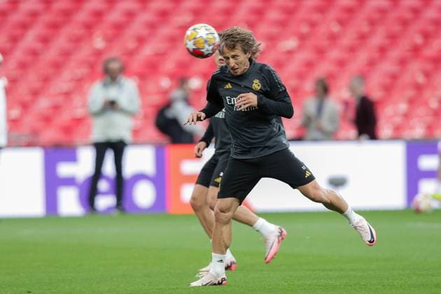 May 31, 2024, London, United Kingdom: Luka Modric of Real Madrid in action during training session ahead of their UEFA Champions League Final against Borussia Dortmund at Wembley Stadium. London United Kingdom - ZUMAs197 20240531_aaa_s197_175 Copyright: xGrzegorzxWajdax