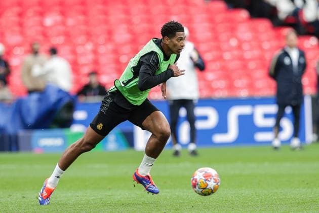 Real Madrid training (Final UEFA Champions League 2024) in London, UK - 31 May 2024 Jude Bellingham of Real Madrid in action during training session ahead of their UEFA Champions League Final against Borussia Dortmund at Wembley Stadium. London United Kingdom Copyright: xGrzegorzxWajdax xSOPAxImagesx BVB_RMD_31052024_UCLF_JS_GW-21