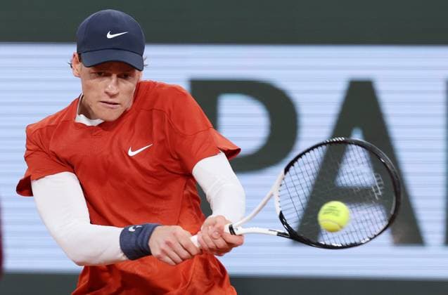 (240601) -- PARIS, June 1, 2024 -- Jannik Sinner hits a return during the men s singles third round match between Jannik Sinner of Italy and Pavel Kotov of Russia at the French Open tennis tournament at Roland Garros, Paris, France, May 31, 2024. ) (SP)FRANCE-PARIS-TENNIS-FRENCH OPEN-MEN S SINGLES GaoxJing 