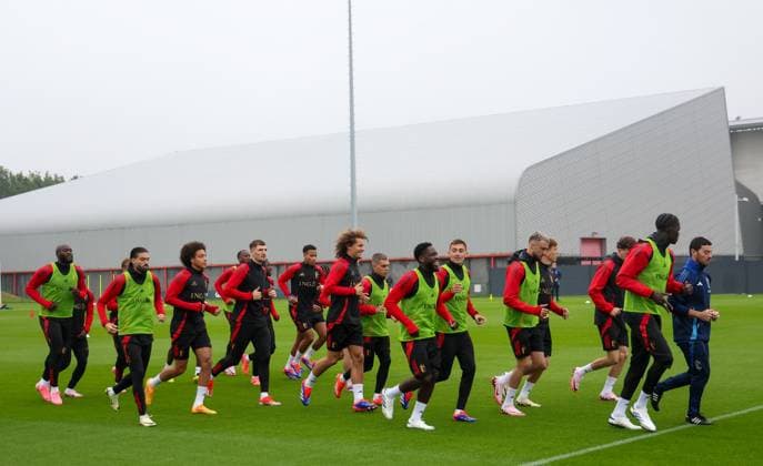 EURO 2024, Nationalteam Belgien Training Belgium s players pictured at the start of a training session of the Belgian national soccer team Red Devils, at the Royal Belgian Football Association s training center in Tubize, Saturday 01 June 2024. The Red Devils are preparing for the Euro 2024 European Championships in Germany. VIRGINIExLEFOUR  x93772672x