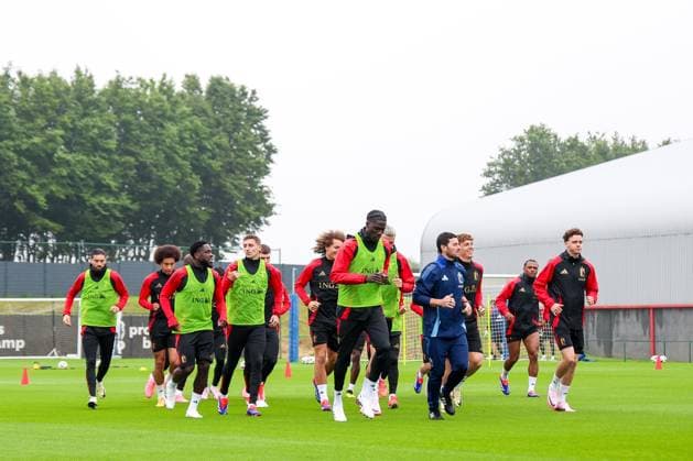 EURO 2024, Nationalteam Belgien Training Belgian National Football Team Media Activities 01 06 2024 TUBIZE, BELGIUM - JUNE 01 : The team of Belgium during a training session prior to the friendly matches against Montenegro, Luxemburg and Slovakia at the RBFA Headquarters on June 01, 2024 in Tubize, Belgium, 01 06 2024  Copyright: xTomasxSiskx