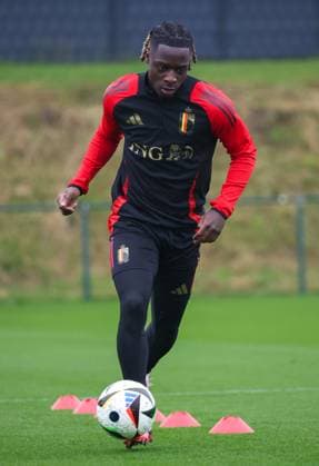 EURO 2024, Nationalteam Belgien Training Belgium s Jeremy Doku pictured in action during a training session of the Belgian national soccer team Red Devils, at the Royal Belgian Football Association s training center in Tubize, Saturday 01 June 2024. The Red Devils are preparing for the Euro 2024 European Championships in Germany. VIRGINIExLEFOUR  x93773048x