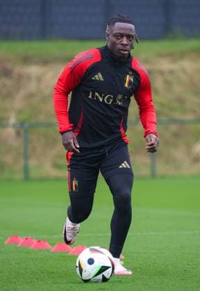 EURO 2024, Nationalteam Belgien Training Belgium s Jeremy Doku pictured in action during a training session of the Belgian national soccer team Red Devils, at the Royal Belgian Football Association s training center in Tubize, Saturday 01 June 2024. The Red Devils are preparing for the Euro 2024 European Championships in Germany. VIRGINIExLEFOUR  x93773056x