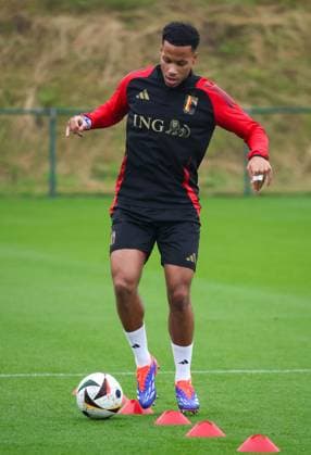 EURO 2024, Nationalteam Belgien Training Belgium s Aster Vranckx pictured in action during a training session of the Belgian national soccer team Red Devils, at the Royal Belgian Football Association s training center in Tubize, Saturday 01 June 2024. The Red Devils are preparing for the Euro 2024 European Championships in Germany. VIRGINIExLEFOUR  x93773107x