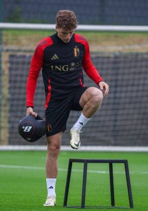 EURO 2024, Nationalteam Belgien Training Belgium s Arne Engels pictured in action during a training session of the Belgian national soccer team Red Devils, at the Royal Belgian Football Association s training center in Tubize, Saturday 01 June 2024. The Red Devils are preparing for the Euro 2024 European Championships in Germany. VIRGINIExLEFOUR  x93773134x
