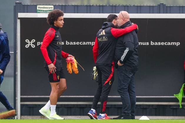 EURO 2024, Nationalteam Belgien Training Belgian National Football Team Media Activities 01 06 2024 TUBIZE, BELGIUM - JUNE 01 : Witsel Axel midfielder of Belgium and Carrasco Yannick forward of Belgium during a training session prior to the friendly matches against Montenegro, Luxemburg and Slovakia at the RBFA Headquarters on June 01, 2024 in Tubize, Belgium, 01 06 2024  Copyright: xTomasxSiskx