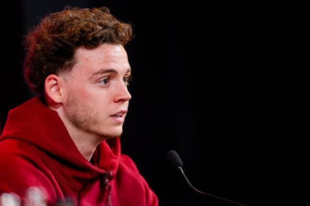 Belgian National Football Team Media Activities 01 06 2024 TUBIZE, BELGIUM - JUNE 01 : De Cuyper Maxim defender of Belgium during a press conference, PK, Pressekonferenz prior to the friendly matches against Montenegro, Luxemburg and Slovakia at the RBFA Headquarters on June 01, 2024 in Tubize, Belgium, 01 06 2024  Copyright: xTomasxSiskx