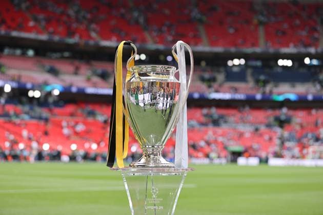 Borussia Dortmund and Real Madrid CF - UEFA Champions League Final JUNE 1: Champions League Trophy during the Real Madrid training ahead of the UEFA Champions League 2023 24 Final match between Borussia Dortmund v Real Madrid CF at Wembley Stadium on June 1, 2024 in London, England. London United Kingdom Copyright: xNinaxFarooqix