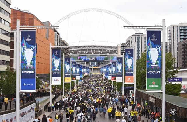Football, Champions League Final, Season 2023 2024, Wembley Stadium London Bor Dortmund Real Madrid UEFA REGULATIONS PROHIBIT ANY USE OF PHOTOGRAPHS AS IMAGE SEQUENCES AND OR QUASI VIDEO