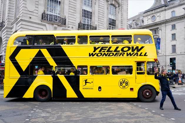 ENG: Borussia Dortmund v Real Madrid. UEFA Champions League 2023-2024. Final Borussia Dortmund fans bus during the UEFA Champions League Final match between Borussia Dortmund and Real Madrid played at Wembley Stadium on June 1, 2024 in London, England. kpng Copyright: xBaguxBlancox xPRESSINPHOTOx PS_240601_519
