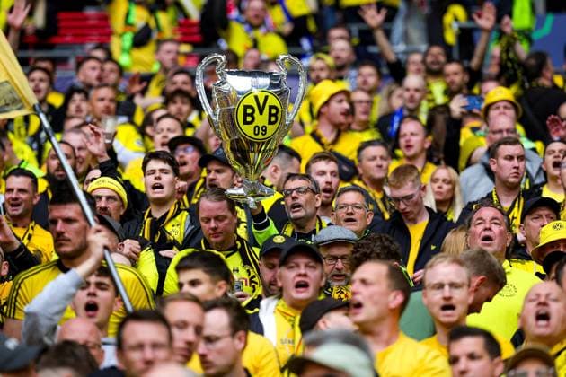 Borussia Dortmund v Real Madrid Champions League 01 06 2024. Final Borussia Dortmund fans during the Champions League Final match between Borussia Dortmund and Real Madrid at Wembley Stadium, London, England on 1 June 2024. Editorial use only , Copyright: xNigelxKeenex PSI-19804-0008