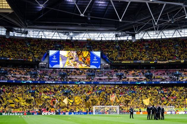 240601 Fans of Dortmund ahead of the UEFA Champions League final between Dortmund and Real Madrid on June 1, 2024 in London Photo Petter Arvidson BILDBYRAN kod PA PA0818 fotboll football soccer fotball champions league final dortmund real madrid bbeng publik  Copyright: PETTERxARVIDSON BB240601PA052