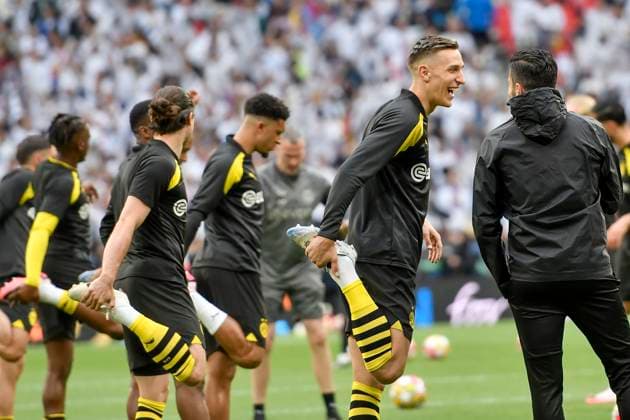 The Dortmund team warming up 01 06 2024 Football, Champions League Final, Borussia Dortmund vs Real Madrid, Wembley Stadium, London, London Borough of Brent United Kingdom Copyright: xpepphotox xHorstxMauelshagenx pep00321, pep_20240601_hm