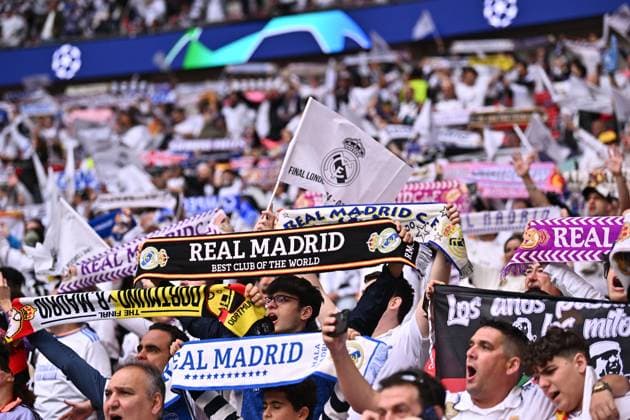 01 06 2024, xfux, Football UEFA Champions League Final 2024, Borussia Dortmund Real Madrid, emspor, v l Real Madrid Fans DFL DFB REGULATIONS PROHIBIT ANY USE OF PHOTOGRAPHS as IMAGE SEQUENCES and or QUASI VIDEO London
