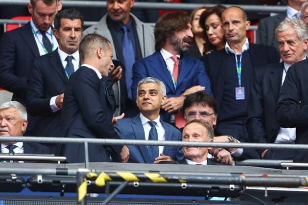 London Mayor Sadiq Khan in the stands Borussia Dortmund v Real Madrid, UEFA Champions League, Final, Football, Wembley Stadium, London, UK - 01 June 2024 EDITORIAL USE ONLY No use with unauthorised audio, video, data, fixture lists, club league logos or live services. Online in-match use limited to 120 images, no video emulation. No use in betting, games or single club league player publications. Copyright: xKieranxMcManus Shutterstockx 14516313ap