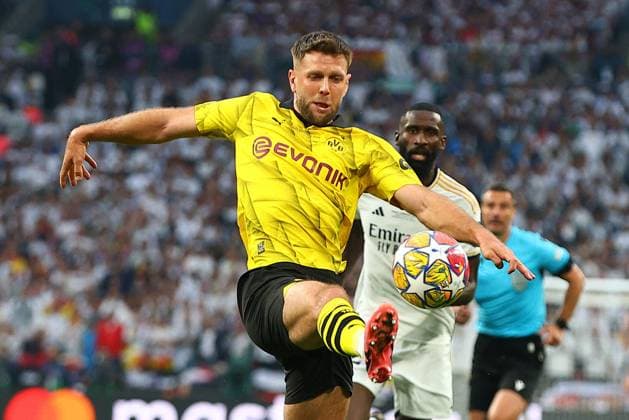 SOCCER - UEFA CL, Dortmund vs Madrid LONDON,ENGLAND,01.JUN.24 - SOCCER - UEFA Champions League, final, Borussia Dortmund vs Real Madrid CF. Image shows Niclas Fuellkurg (Dortmund) and Antonio Ruediger (Madrid).  GEPAxpictures xMichaelxZemanek