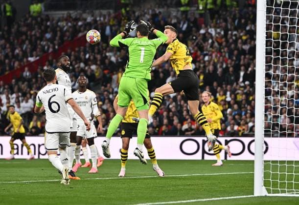 01 06 2024, xfux, Football UEFA Champions League Final 2024, Borussia Dortmund Real Madrid, emspor, v l Antonio Ruediger Real Madrid , Thibaut Courtois Real Madrid , Nico Schlotterbeck Borussia Dortmund DFL DFB REGULATIONS PROHIBIT ANY USE OF PHOTOGRAPHS as IMAGE SEQUENCES and or QUASI VIDEO London