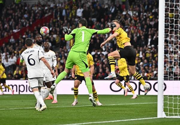 01 06 2024, xfux, Football UEFA Champions League Final 2024, Borussia Dortmund Real Madrid, emspor, v l Antonio Ruediger Real Madrid , Thibaut Courtois Real Madrid , Nico Schlotterbeck Borussia Dortmund DFL DFB REGULATIONS PROHIBIT ANY USE OF PHOTOGRAPHS as IMAGE SEQUENCES and or QUASI VIDEO London