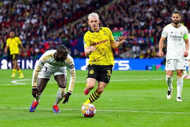 Borussia Dortmund v Real Madrid Champions League 01 06 2024. Final Julian Ryerson (26) of Borussia Dortmund during the Champions League Final match between Borussia Dortmund and Real Madrid at Wembley Stadium, London, England on 1 June 2024. Editorial use only , Copyright: xNigelxKeenex PSI-19804-0042