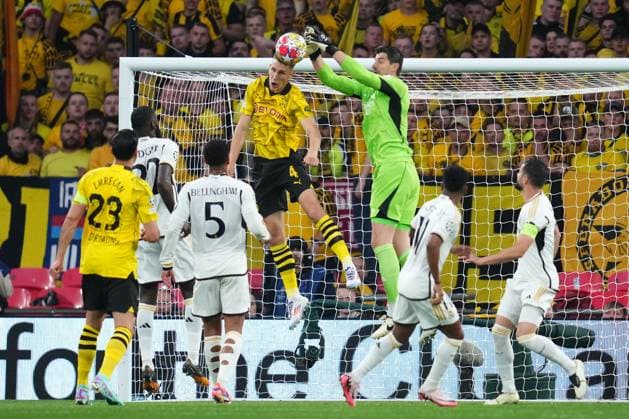 ENG: Borussia Dortmund v Real Madrid. UEFA Champions League 2023-2024. Final Thibaut Courtois of Real Madrid during the UEFA Champions League Final match between Borussia Dortmund and Real Madrid played at Wembley Stadium on June 1, 2024 in London, England. kpng Copyright: xBaguxBlancox xPRESSINPHOTOx PS_240601_042
