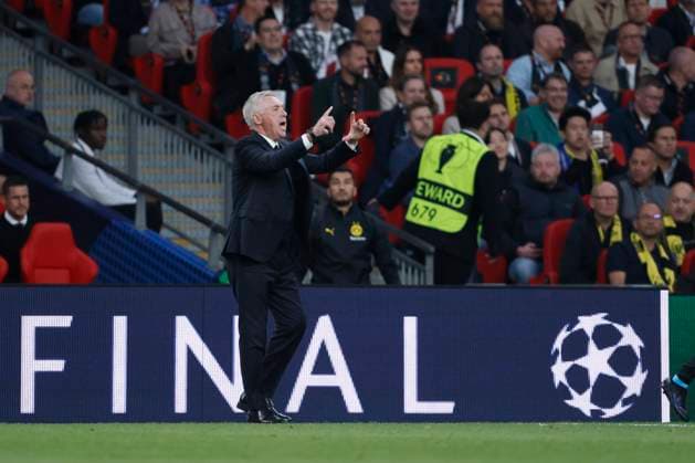 Borussia Dortmund v Real Madrid CF - UEFA Champions League Final 2023 24 Carlo Ancelotti Head Coach of Real Madrid CF on the side line during the UEFA Champions League 2023 24 final match between Borussia Dortmund and Real Madrid CF at Wembley Stadium on June 1, 2024 in London, England. London Wembley Stadium England United Kingdom Copyright: xRichardxSellers Sportsphoto APLx 14039586