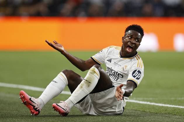 LONDON - Vinicius Junior of Real Madrid during the UEFA Champions League Final between Borussia Dortmund and Real Madrid at Wembley Stadium on June 1, 2024 in London, United Kingdom. ANP Hollandse Hoogte MAURICE VAN STEEN UEFA Champions League 2023 24 FINAL 2024 xVIxANPxSportx xVanxSteenxFotografiexIVx 500097507 originalFilename: 500097507.jpg