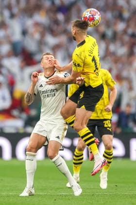 Borussia Dortmund v Real Madrid CF - UEFA Champions League Final 2023 24 LONDON, ENGLAND - JUNE 1: Niclas Fullkrug of Dortmund gets up for a header during the UEFA Champions League 2023 24 final match between Borussia Dortmund v Real Madrid CF at Wembley Stadium on June 1, 2024 in London, England. SanjinxStrukic PIXSELL