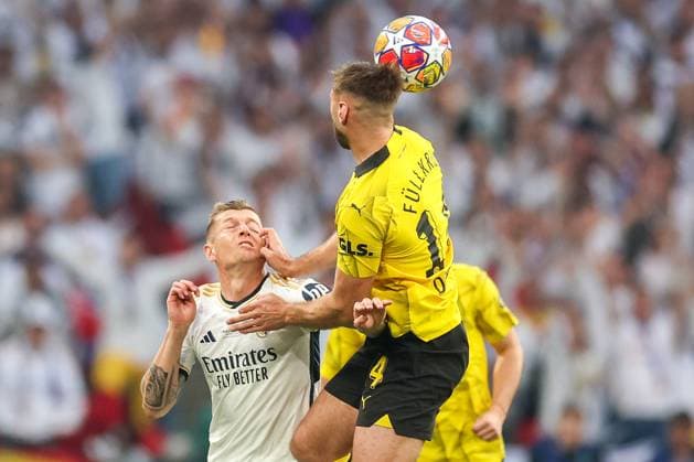Borussia Dortmund v Real Madrid CF - UEFA Champions League Final 2023 24 LONDON, ENGLAND - JUNE 1: Niclas Fullkrug of Dortmund gets up for a header during the UEFA Champions League 2023 24 final match between Borussia Dortmund v Real Madrid CF at Wembley Stadium on June 1, 2024 in London, England. SanjinxStrukic PIXSELL