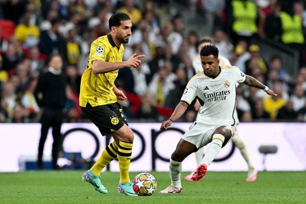 20240601 Champions League Final Dortmund vs Real Madrid Emre Can (23) of Dortmund pictured in a duel with Rodrygo (11) of Real Madrid during a soccer game between German Borussia Dortmund and Spanish Real Madrid CF in the UEFA Champions League Final of the 2023-24 season, on Saturday 1 June 2024 in London , United Kingdom . PHOTO SPORTPIX David Catry London Wembley Stadium United Kingdom  Copyright: xSportpix.bex xDavidxCatryxDavidxCatryx