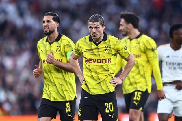 SOCCER - UEFA CL, Dortmund vs Madrid LONDON,ENGLAND,01.JUN.24 - SOCCER - UEFA Champions League, final, Borussia Dortmund vs Real Madrid CF. Image shows Marcel Sabitzer and Emre Can (Dortmund).  GEPAxpictures xMichaelxZemanek