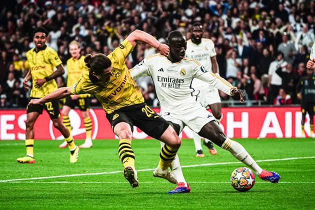 Marcel Sabitzer Borussia Dortmund, 20 , Ferland Mendy Real Madrid, 23 ENG, Borussia Dortmund vs Real Madrid, Football, Champions League, Final, 2023 2024 season, 01 06 2024 ENG, Borussia Dortmund vs Real Madrid, Football, Champions League, Final, 2023 2024 season, 01 06 2024 London Copyright: xEibner-Pressefoto MarcelxvonxFehrnx EP_MFN