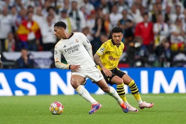 Borussia Dortmund v Real Madrid Real Madrid midfielder Jude Bellingham (5) during the Borussia Dortmund v Real Madrid UEFA Champions League Final at Wembley Stadium, London, England, United Kingdom on 1 June 2024 Editorial use only. All images are copyright Every Second Media Limited. No images may be reproduced without prior permission. Copyright: xIMAGO EveryxSecondxMediax ESM-1027-0052