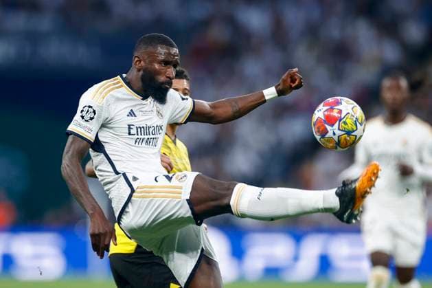 Antonio Ruediger (Real Madrid) controls the ball, UEFA Champions League 2023 24 - Final, Borussia Dortmund vs Real Madrid CF, Wembley Stadium, June 1, 2024, London, United Kingdom.