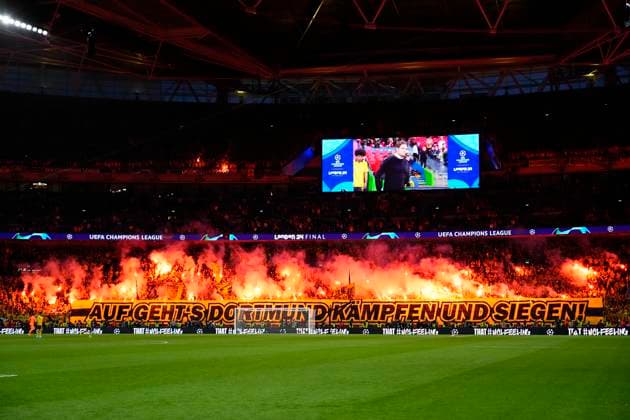 Borussia Dortmund v Real Madrid CF - UEFA Champions League Final 2023 24 Fans of Borussia Dortmund during the UEFA Champions League 2023 24 final match between Borussia Dortmund v Real Madrid CF at Wembley Stadium on June 1, 2024 in London, England. London England United Kingdom  Copyright: xJosexBretonx originalFilename:breton-borussia240601_npQU7.jpg