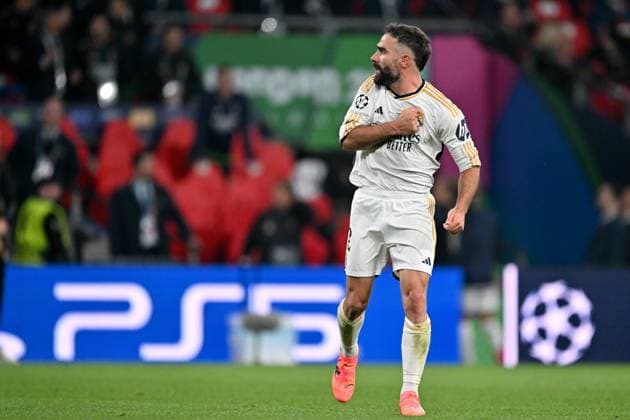 20240601 Champions League Final Dortmund vs Real Madrid Daniel Carvajal (2) of Real Madrid celebrates after scoring the 0-1 goal during a soccer game between German Borussia Dortmund and Spanish Real Madrid CF in the UEFA Champions League Final of the 2023-24 season, on Saturday 1 June 2024 in London , United Kingdom . PHOTO SPORTPIX David Catry London Wembley Stadium United Kingdom  Copyright: xSportpix.bex xDavidxCatryxDavidxCatryx
